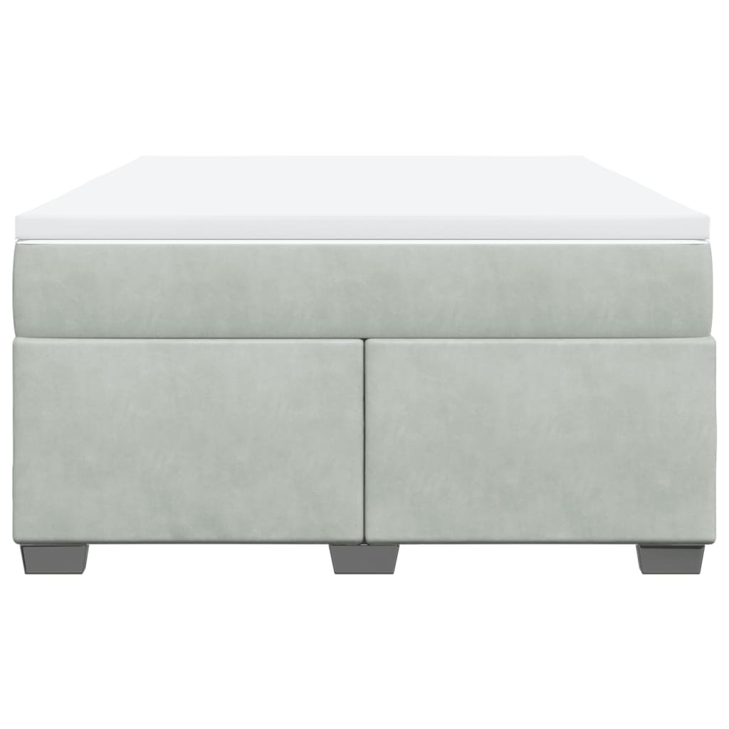 Κρεβάτι Boxspring με Στρώμα Ανοιχτό Γκρι 140x190 εκ. Βελούδινο - Pakobazaar