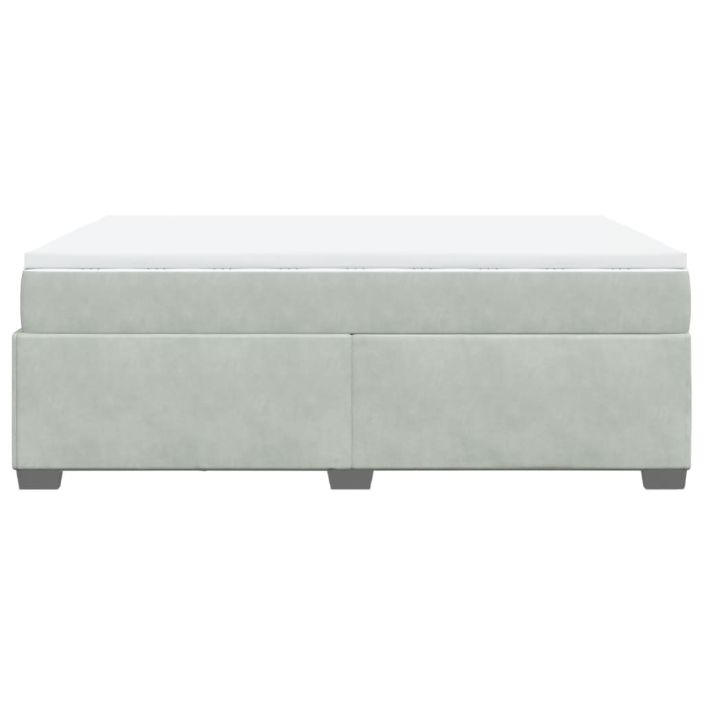 Κρεβάτι Boxspring με Στρώμα Ανοιχτό Γκρι 140x190 εκ. Βελούδινο - Pakobazaar