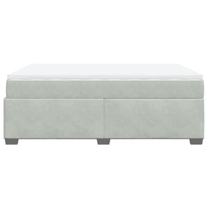 Κρεβάτι Boxspring με Στρώμα Ανοιχτό Γκρι 140x190 εκ. Βελούδινο - Pakobazaar