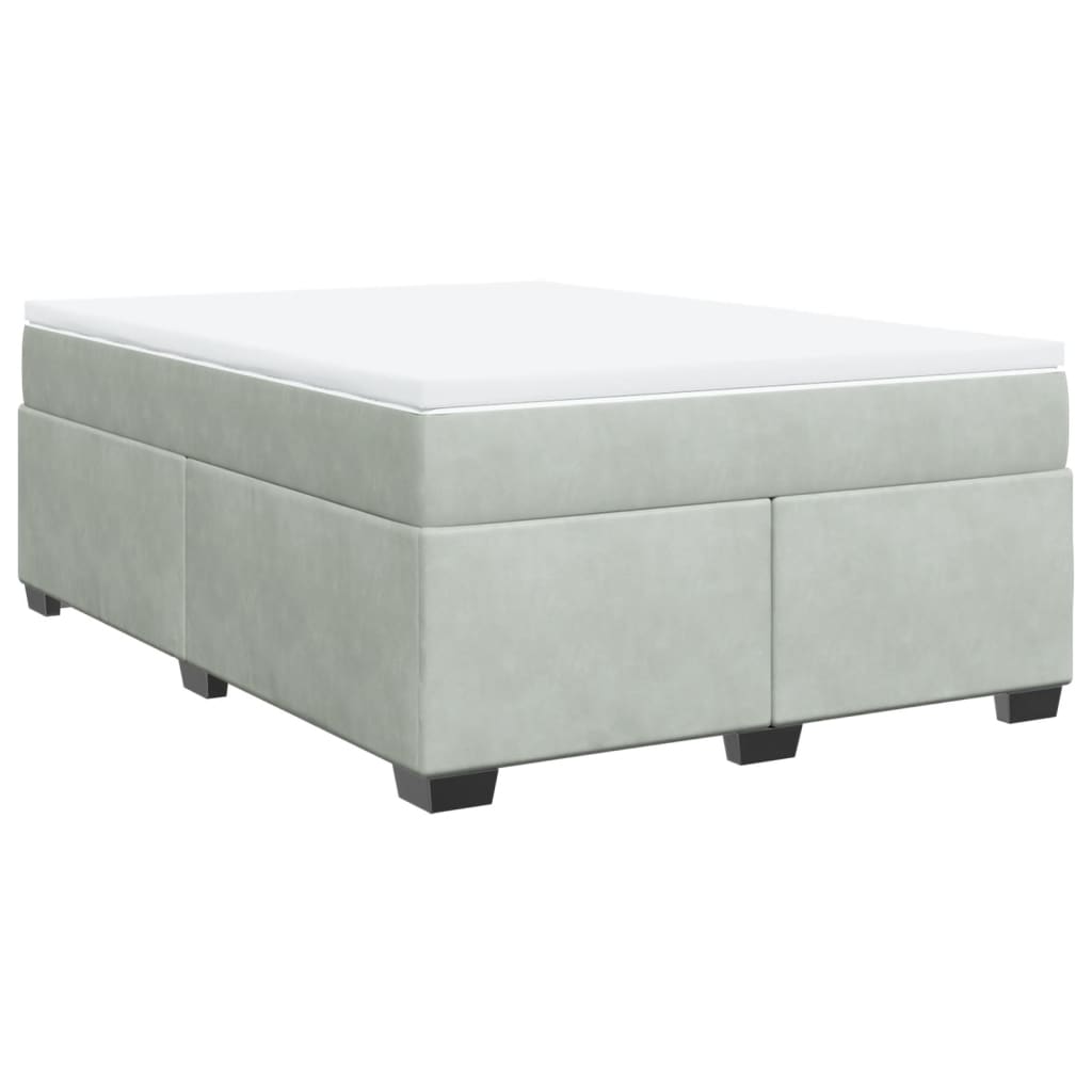 Κρεβάτι Boxspring με Στρώμα Ανοιχτό Γκρι 140x190 εκ. Βελούδινο - Pakobazaar