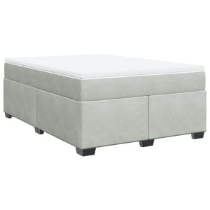 Κρεβάτι Boxspring με Στρώμα Ανοιχτό Γκρι 140x190 εκ. Βελούδινο - Pakobazaar