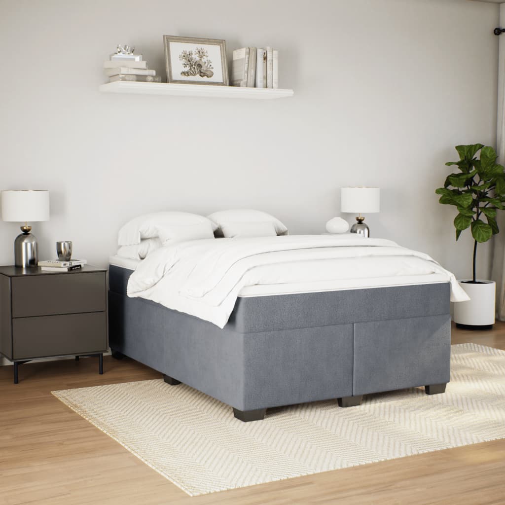 Κρεβάτι Boxspring με Στρώμα Σκούρο Γκρι 140x190 εκ. Βελούδινο
