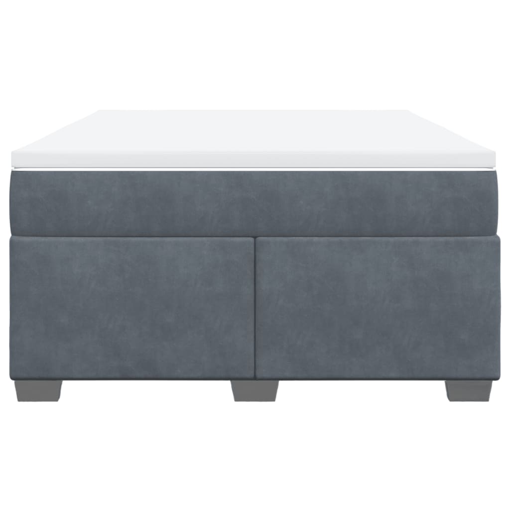 Κρεβάτι Boxspring με Στρώμα Σκούρο Γκρι 140x190 εκ. Βελούδινο