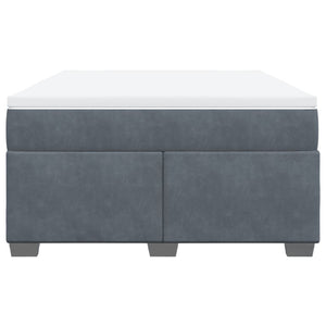 Κρεβάτι Boxspring με Στρώμα Σκούρο Γκρι 140x190 εκ. Βελούδινο