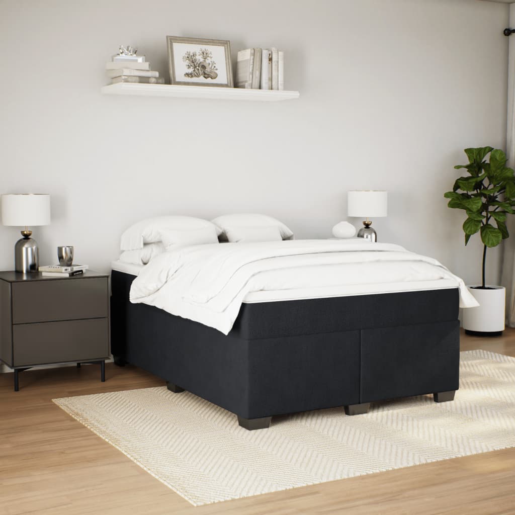 Κρεβάτι Boxspring με Στρώμα Μαύρο 140x190 εκ. Βελούδινο
