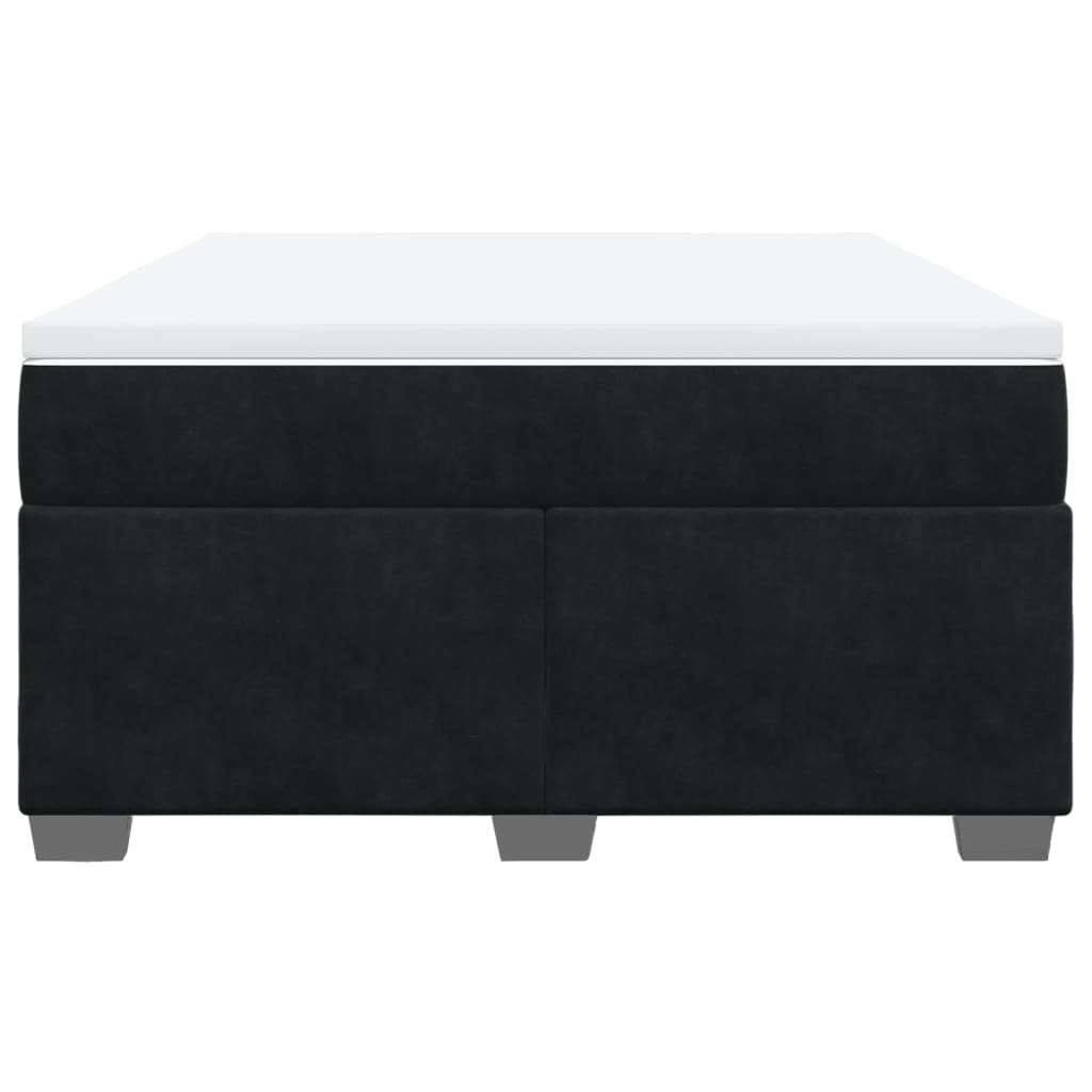Κρεβάτι Boxspring με Στρώμα Μαύρο 140x190 εκ. Βελούδινο