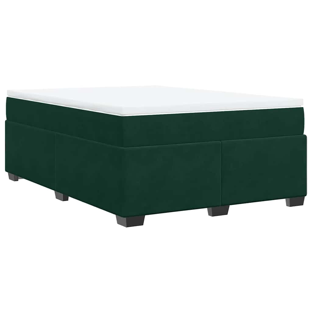 Κρεβάτι Boxspring με Στρώμα Σκούρο Πράσινο 140x190εκ. Βελούδινο