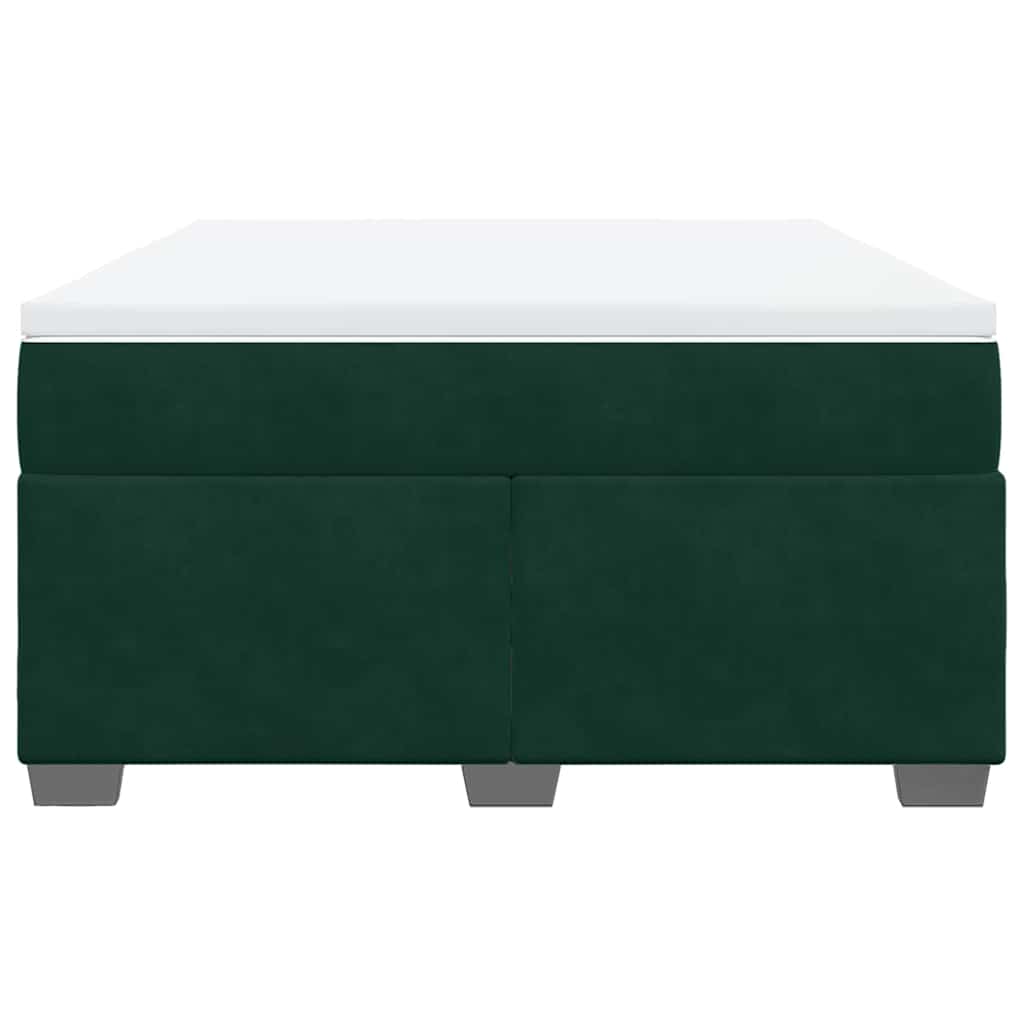 Κρεβάτι Boxspring με Στρώμα Σκούρο Πράσινο 140x190εκ. Βελούδινο