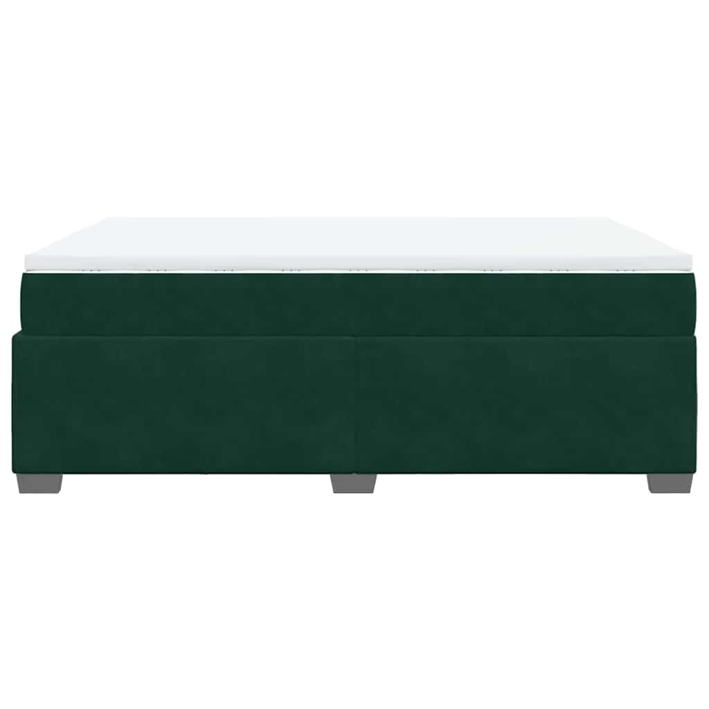 Κρεβάτι Boxspring με Στρώμα Σκούρο Πράσινο 140x190εκ. Βελούδινο