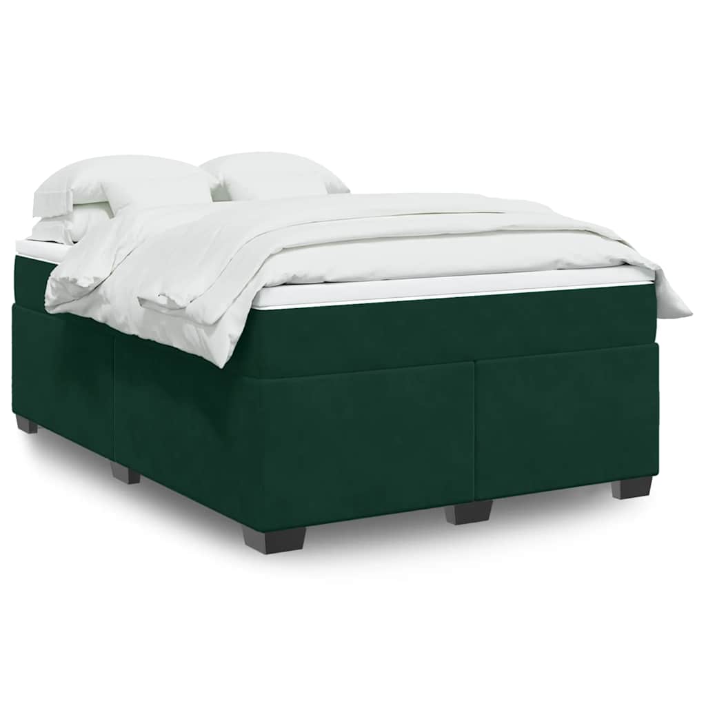 Κρεβάτι Boxspring με Στρώμα Σκούρο Πράσινο 140x190εκ. Βελούδινο