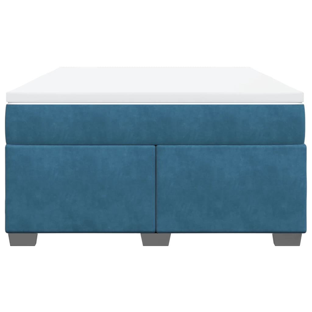 Κρεβάτι Boxspring με Στρώμα Σκούρο Μπλε 140x190 εκ. Βελούδινο