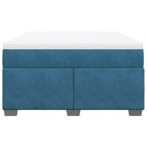 Κρεβάτι Boxspring με Στρώμα Σκούρο Μπλε 140x190 εκ. Βελούδινο