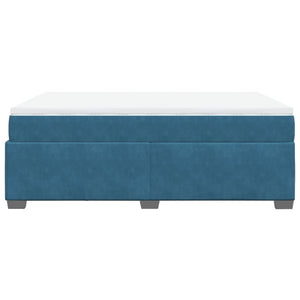 Κρεβάτι Boxspring με Στρώμα Σκούρο Μπλε 140x190 εκ. Βελούδινο