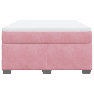 Κρεβάτι Boxspring με Στρώμα Ροζ 140x190 εκ. Βελούδινο