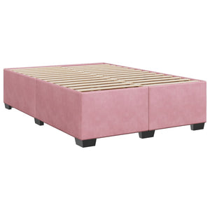 Κρεβάτι Boxspring με Στρώμα Ροζ 140x190 εκ. Βελούδινο