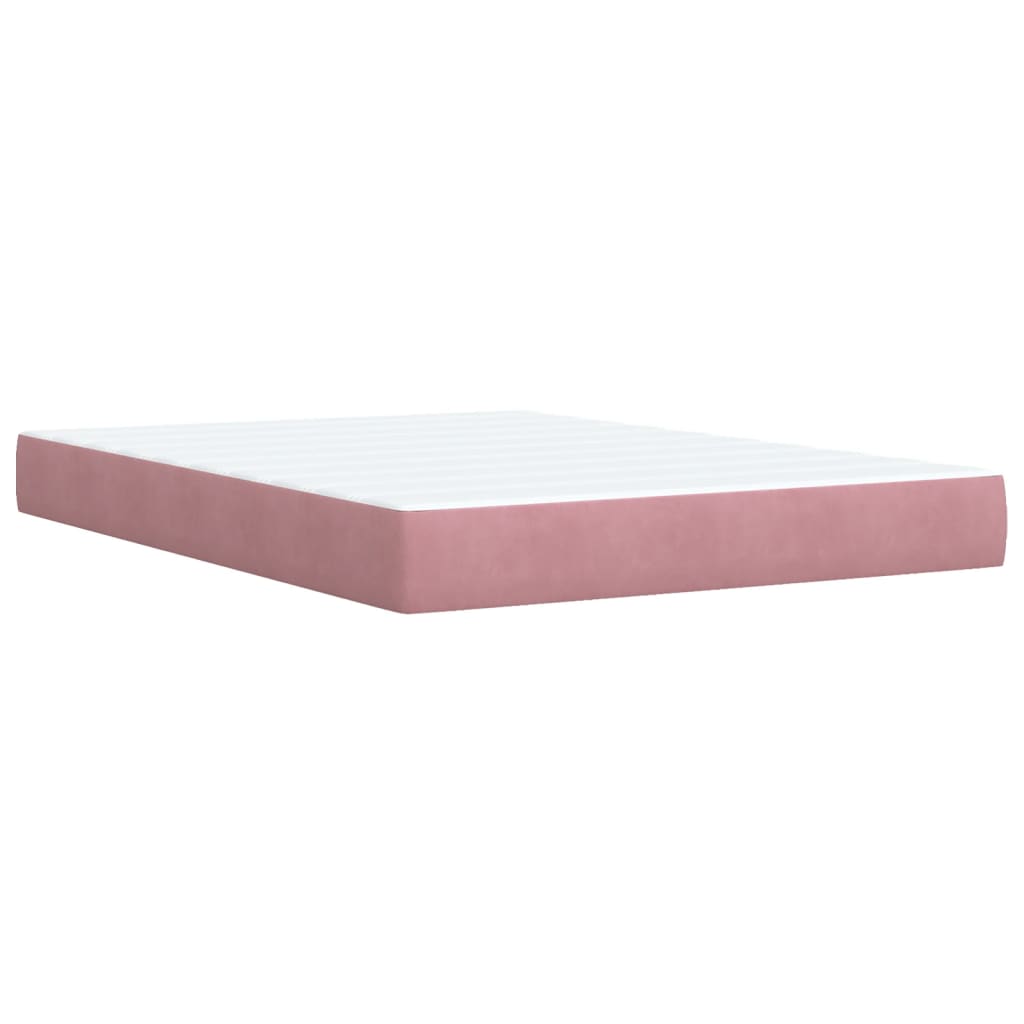Κρεβάτι Boxspring με Στρώμα Ροζ 140x190 εκ. Βελούδινο