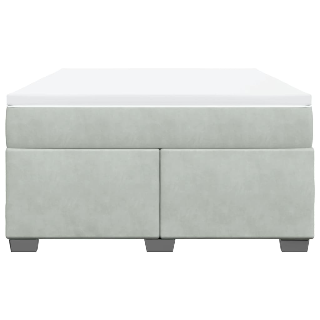 Κρεβάτι Boxspring με Στρώμα Ανοιχτό Γκρι 140x200 εκ. Βελούδινο