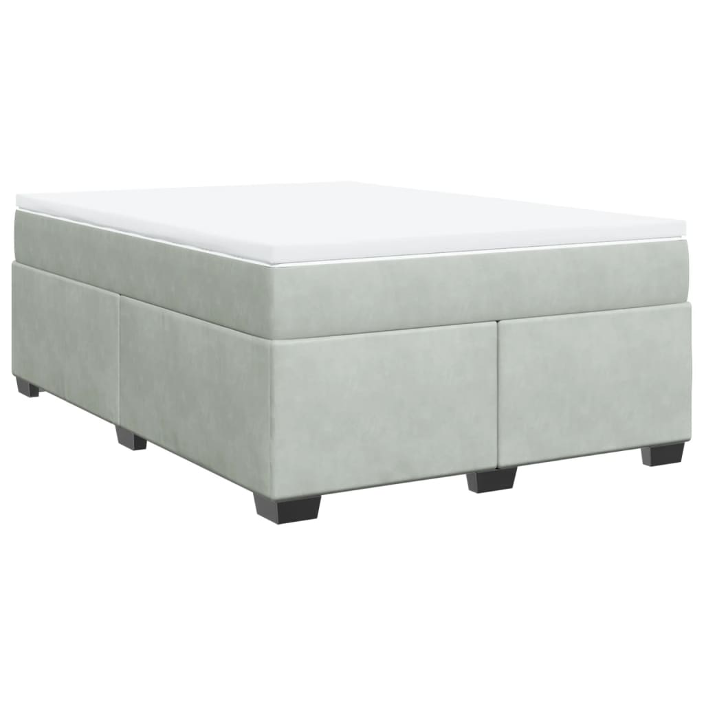 Κρεβάτι Boxspring με Στρώμα Ανοιχτό Γκρι 140x200 εκ. Βελούδινο
