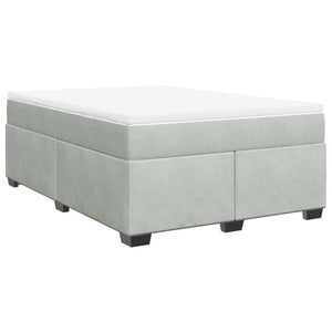 Κρεβάτι Boxspring με Στρώμα Ανοιχτό Γκρι 140x200 εκ. Βελούδινο