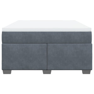 Κρεβάτι Boxspring με Στρώμα Σκούρο Γκρι 140x200 εκ. Βελούδινο
