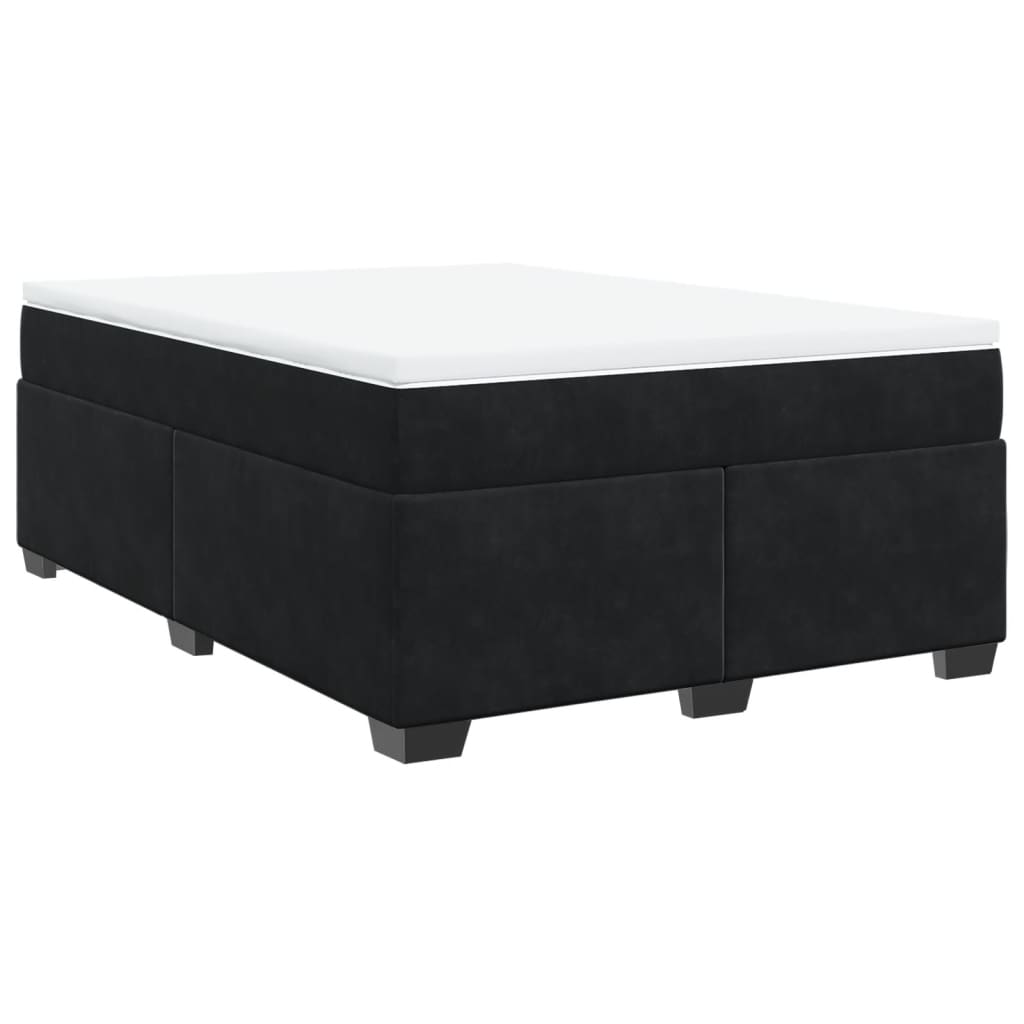 Κρεβάτι Boxspring με Στρώμα Μαύρο 140x200 εκ. Βελούδινο