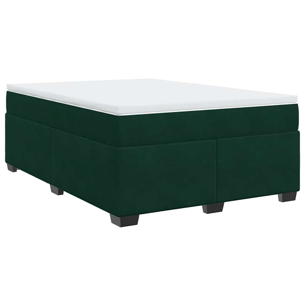 Κρεβάτι Boxspring με Στρώμα Σκούρο Πράσινο 140x200εκ. Βελούδινο - Pakobazaar