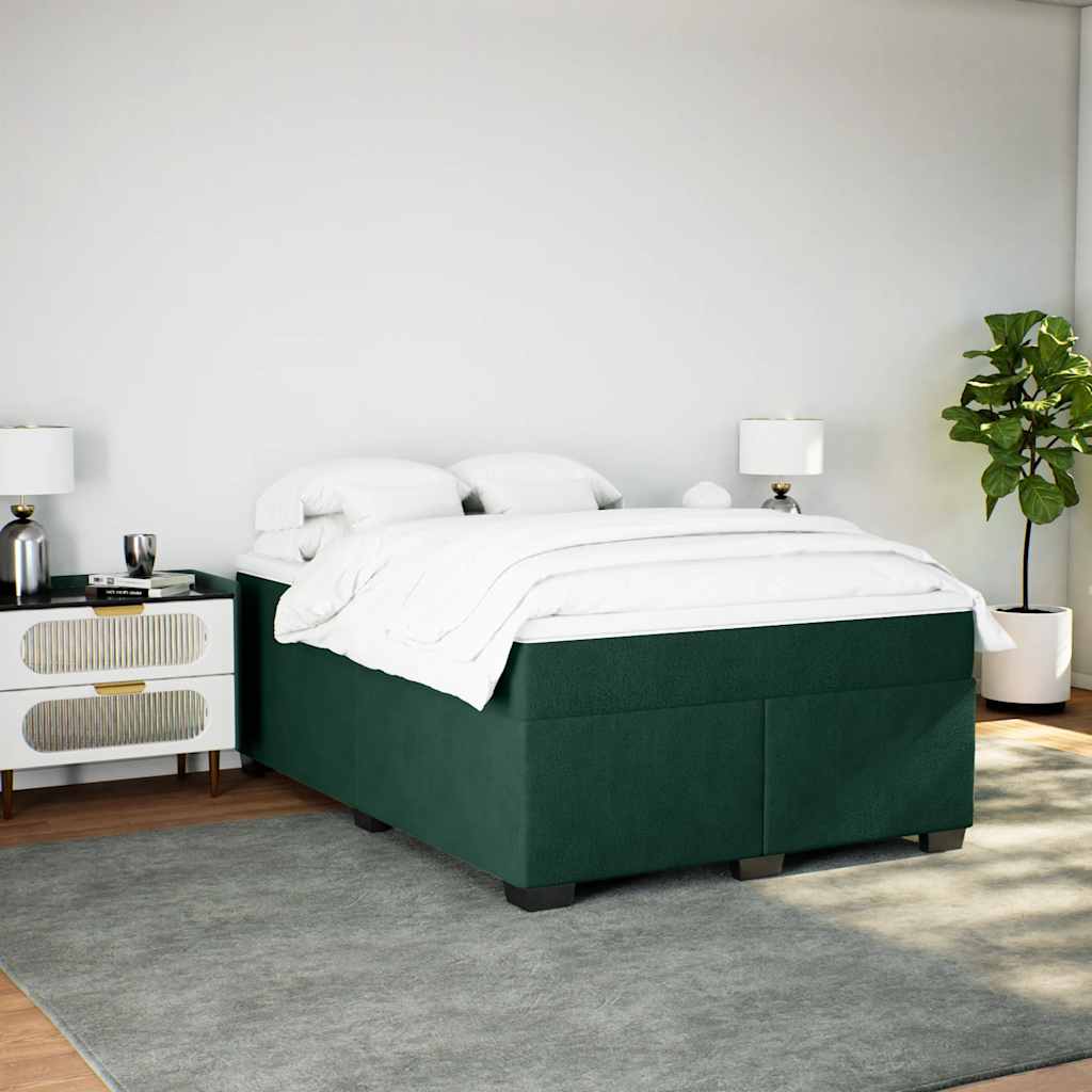 Κρεβάτι Boxspring με Στρώμα Σκούρο Πράσινο 140x200εκ. Βελούδινο - Pakobazaar