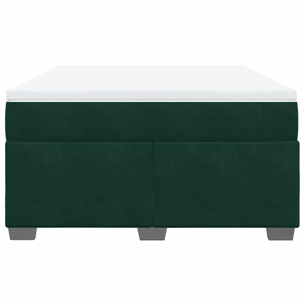 Κρεβάτι Boxspring με Στρώμα Σκούρο Πράσινο 140x200εκ. Βελούδινο - Pakobazaar