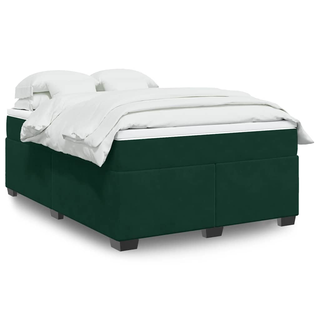 Κρεβάτι Boxspring με Στρώμα Σκούρο Πράσινο 140x200εκ. Βελούδινο - Pakobazaar