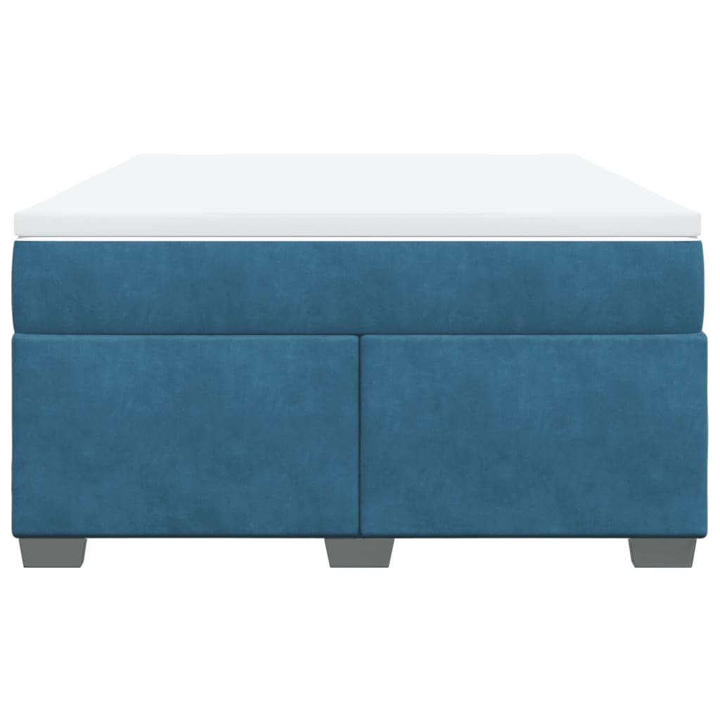Κρεβάτι Boxspring με Στρώμα Σκούρο Μπλε 140x200 εκ. Βελούδινο