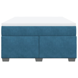 Κρεβάτι Boxspring με Στρώμα Σκούρο Μπλε 140x200 εκ. Βελούδινο
