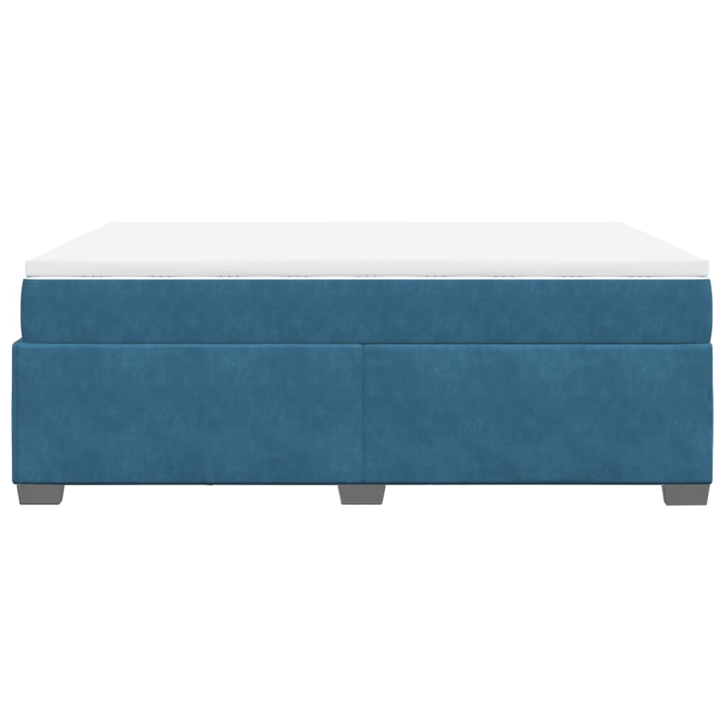 Κρεβάτι Boxspring με Στρώμα Σκούρο Μπλε 140x200 εκ. Βελούδινο