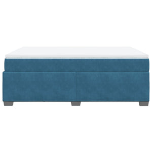 Κρεβάτι Boxspring με Στρώμα Σκούρο Μπλε 140x200 εκ. Βελούδινο