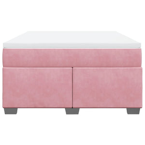 Κρεβάτι Boxspring με Στρώμα Ροζ 140x200 εκ. Βελούδινο - Pakobazaar