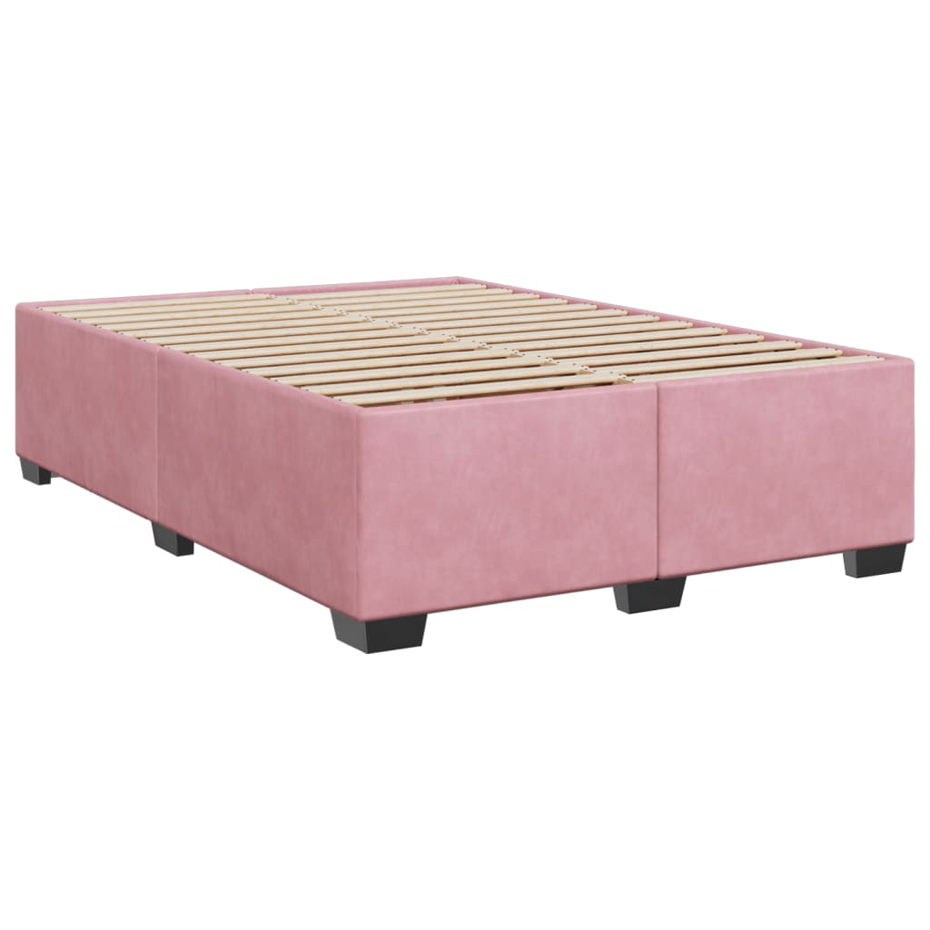 Κρεβάτι Boxspring με Στρώμα Ροζ 140x200 εκ. Βελούδινο - Pakobazaar