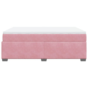 Κρεβάτι Boxspring με Στρώμα Ροζ 140x200 εκ. Βελούδινο - Pakobazaar