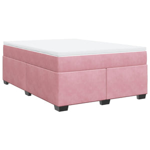 Κρεβάτι Boxspring με Στρώμα Ροζ 140x200 εκ. Βελούδινο - Pakobazaar