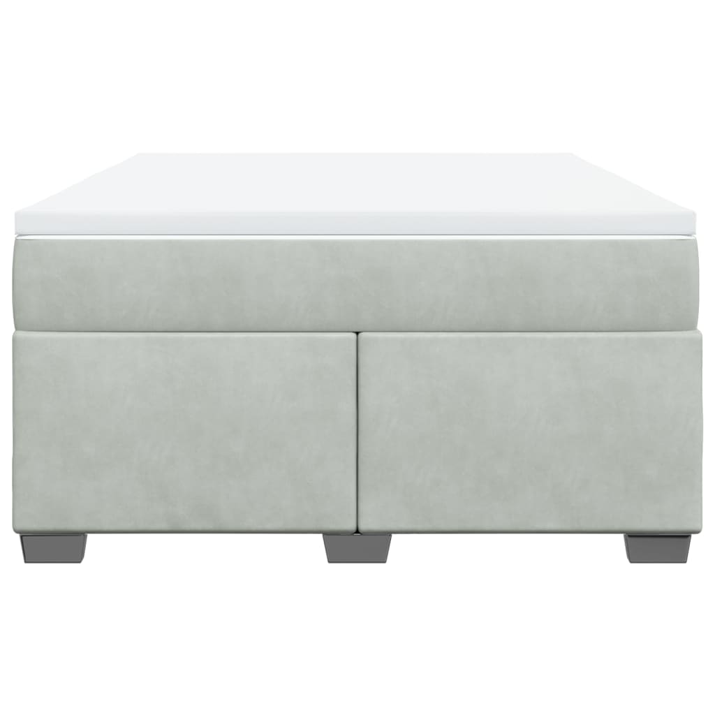 Κρεβάτι Boxspring με Στρώμα Ανοιχτό Γκρι 160x200 εκ. Βελούδινο - Pakobazaar