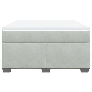 Κρεβάτι Boxspring με Στρώμα Ανοιχτό Γκρι 160x200 εκ. Βελούδινο - Pakobazaar