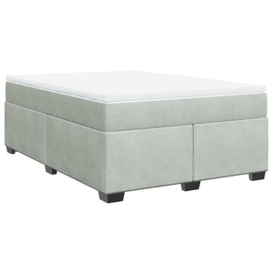 Κρεβάτι Boxspring με Στρώμα Ανοιχτό Γκρι 160x200 εκ. Βελούδινο - Pakobazaar