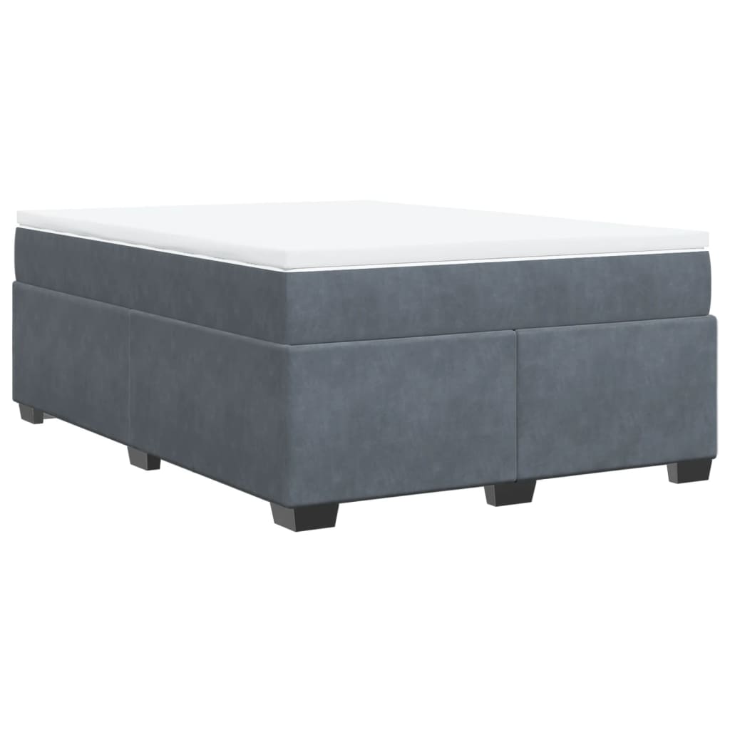 Κρεβάτι Boxspring με Στρώμα Σκούρο Γκρι 160x200 εκ. Βελούδινο - Pakobazaar