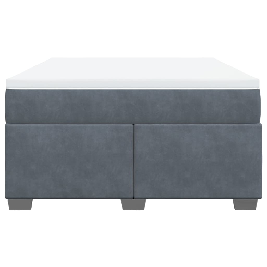 Κρεβάτι Boxspring με Στρώμα Σκούρο Γκρι 160x200 εκ. Βελούδινο - Pakobazaar