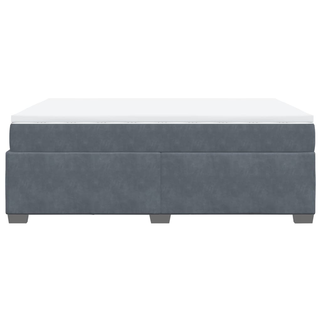 Κρεβάτι Boxspring με Στρώμα Σκούρο Γκρι 160x200 εκ. Βελούδινο - Pakobazaar
