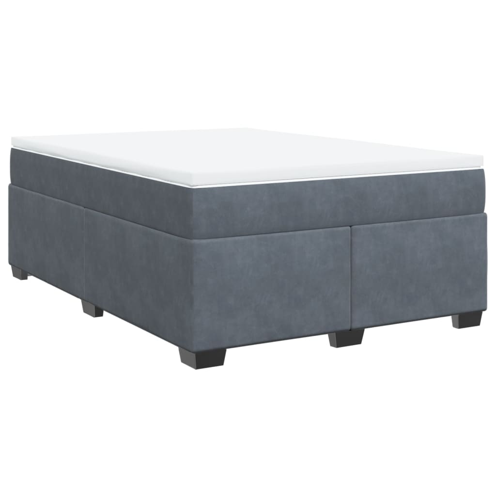 Κρεβάτι Boxspring με Στρώμα Σκούρο Γκρι 160x200 εκ. Βελούδινο - Pakobazaar
