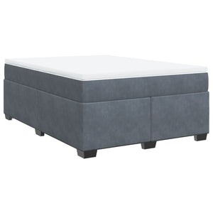 Κρεβάτι Boxspring με Στρώμα Σκούρο Γκρι 160x200 εκ. Βελούδινο - Pakobazaar