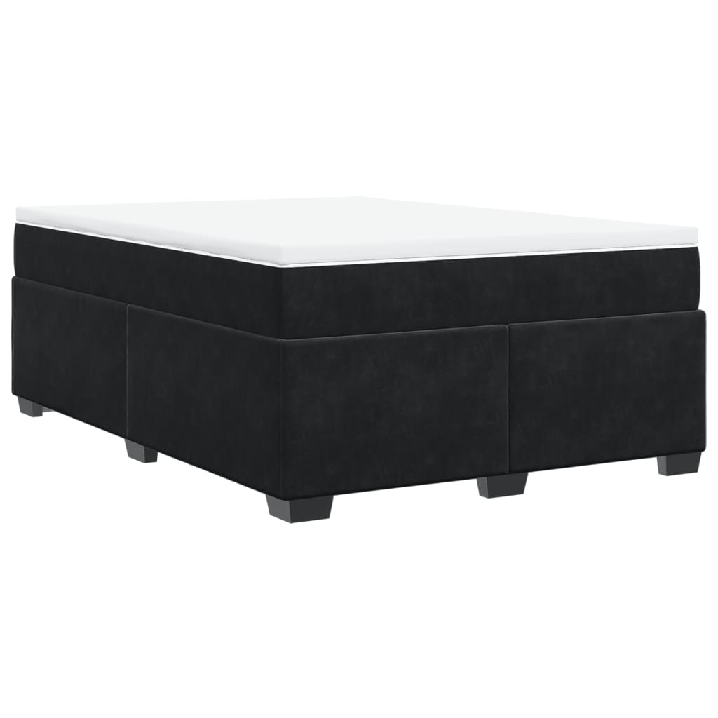 Κρεβάτι Boxspring με Στρώμα Μαύρο 160x200 εκ. Βελούδινο - Pakobazaar