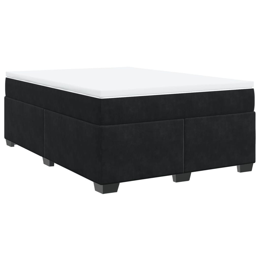 Κρεβάτι Boxspring με Στρώμα Μαύρο 160x200 εκ. Βελούδινο - Pakobazaar