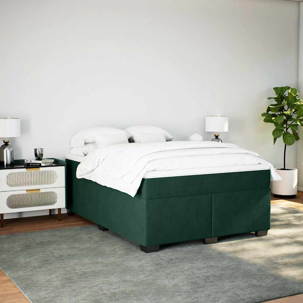 Κρεβάτι Boxspring με Στρώμα Σκούρο Πράσινο 160x200εκ. Βελούδινο - Pakobazaar
