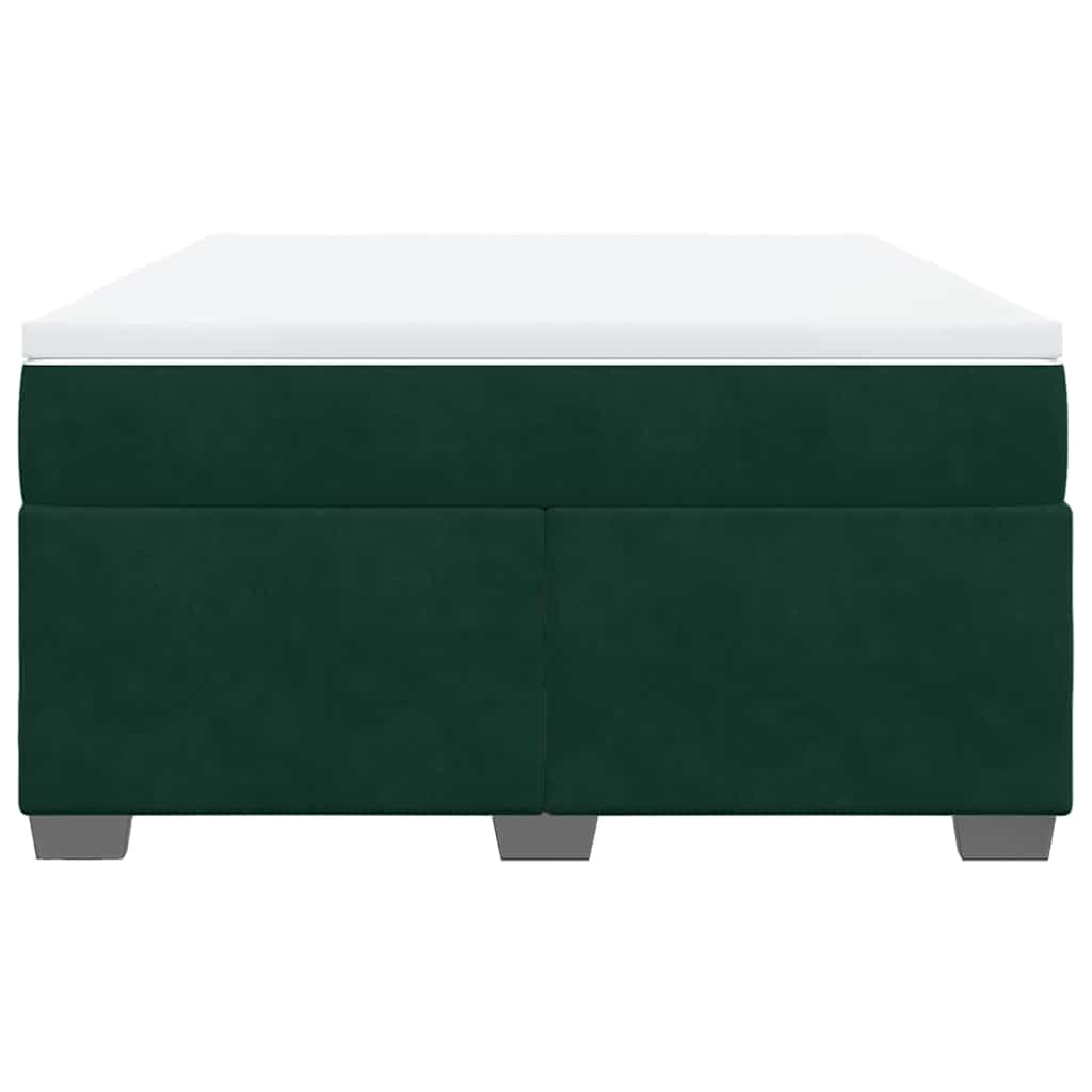 Κρεβάτι Boxspring με Στρώμα Σκούρο Πράσινο 160x200εκ. Βελούδινο - Pakobazaar