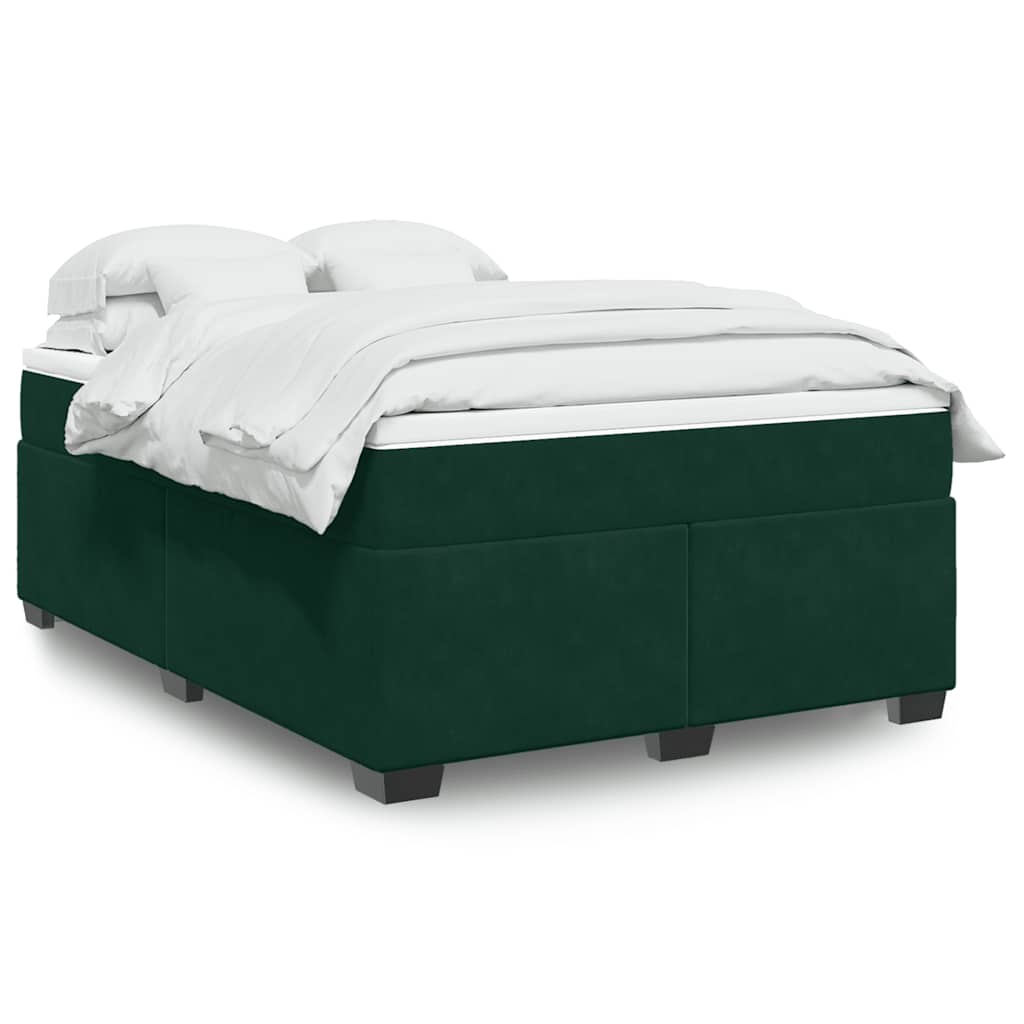 Κρεβάτι Boxspring με Στρώμα Σκούρο Πράσινο 160x200εκ. Βελούδινο - Pakobazaar